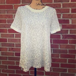 NWT Pleione Grey White Leopard Print Tie Back Top